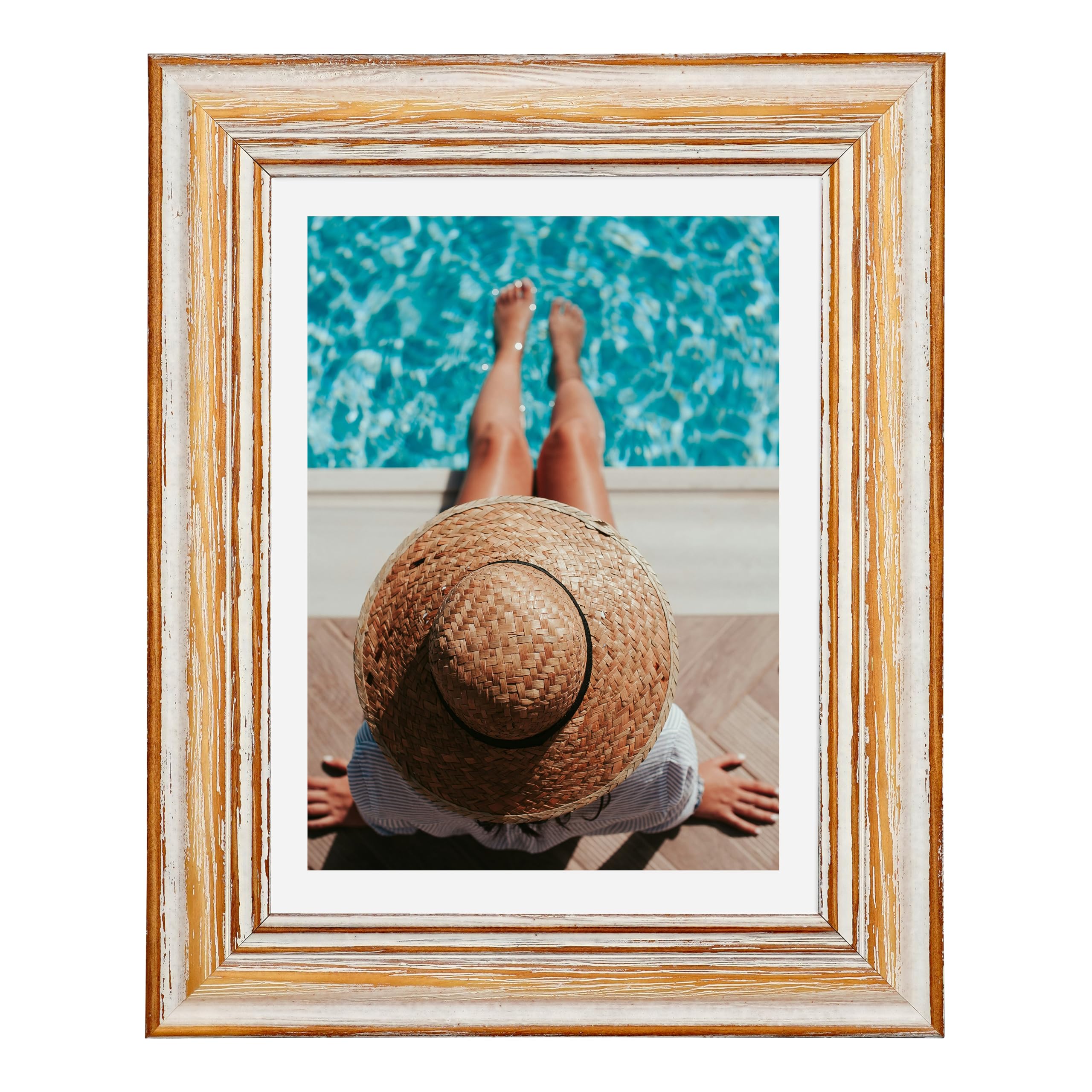 Toskana - Marco de foto, diseño vintage, madera, color blanco y marrón., blanco/marrón, 50 x 70 cm