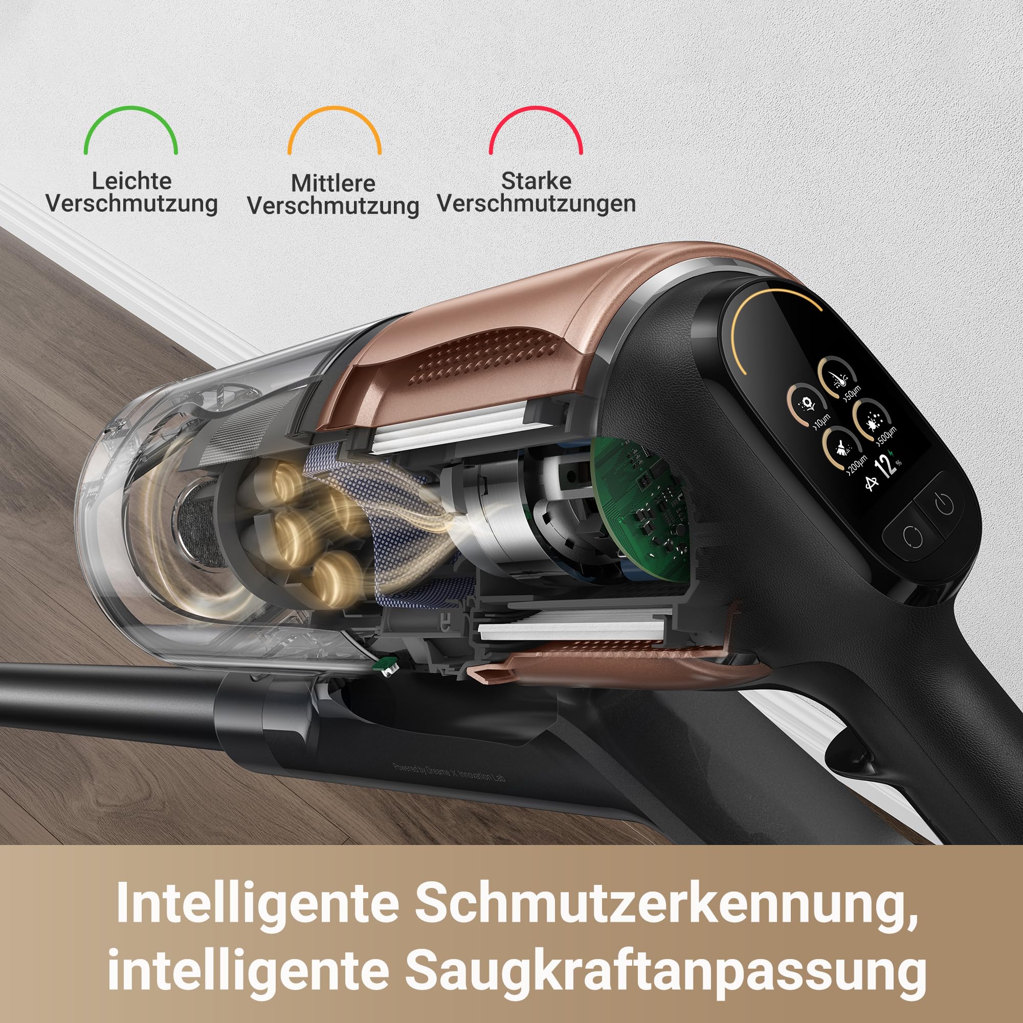 dreame Z20 Kabelloser Staubsauger, 25,000PA / 250 AW Saugleistung, 90 min maximale Reinigungszeit, 99,99% Filtereffizienz, HEPA H14 Filterung, Dust Reveal Technologie, Multi-Flächenabsaugung