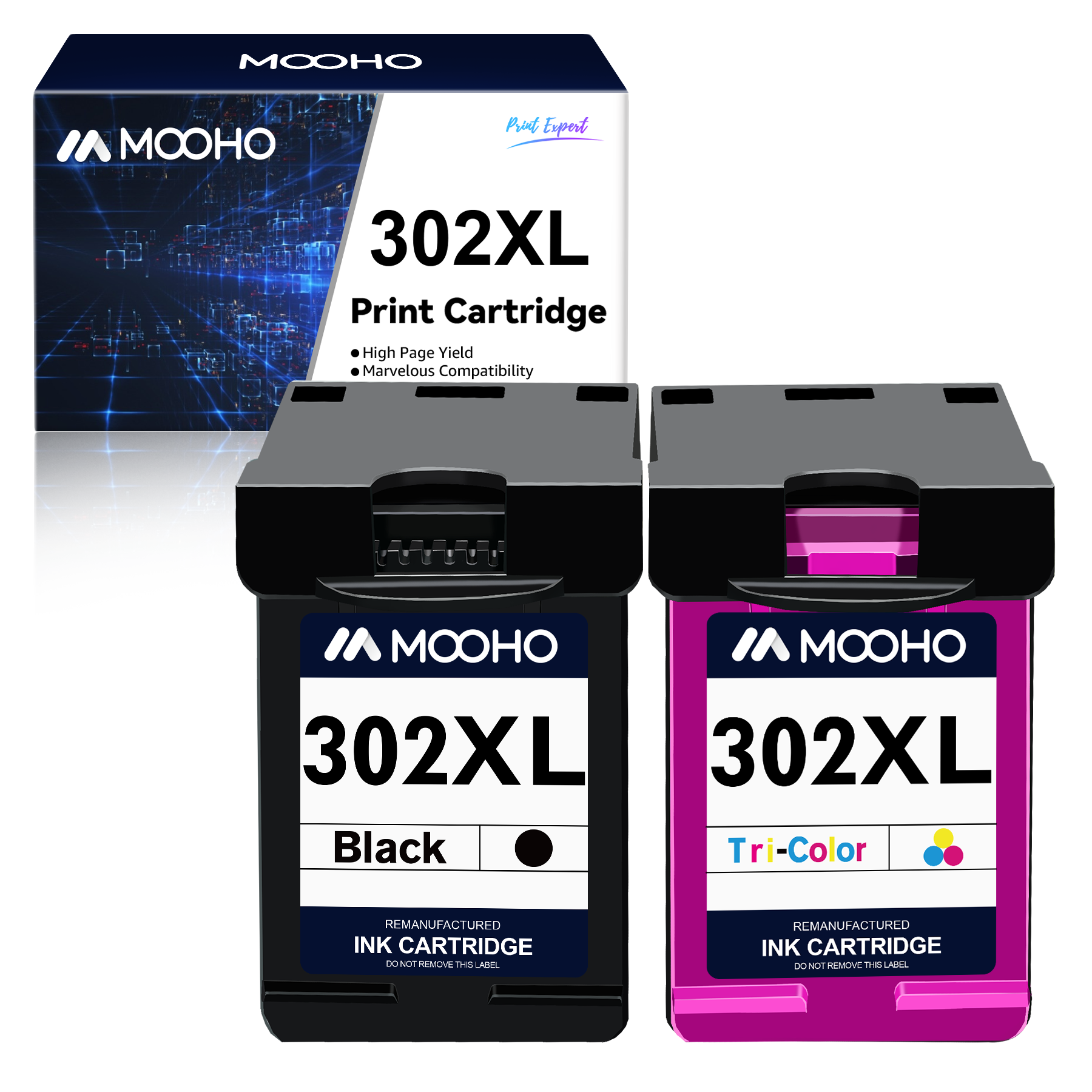 MOOHO Remanufactured for HP 302 XL Ink 