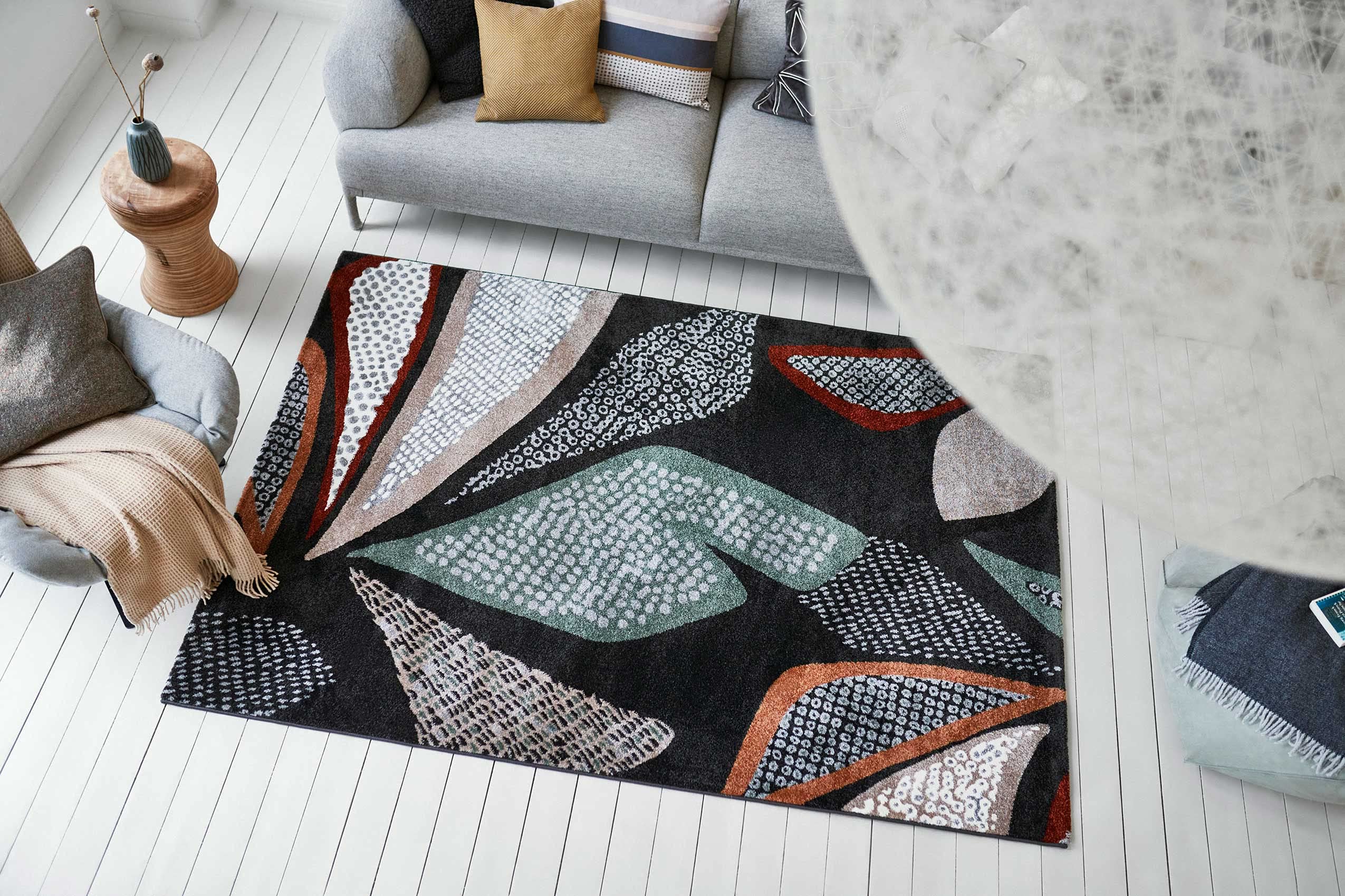 Wecon Home Hazel gewebter Teppich, 133 x 200 cm, anthrazit
