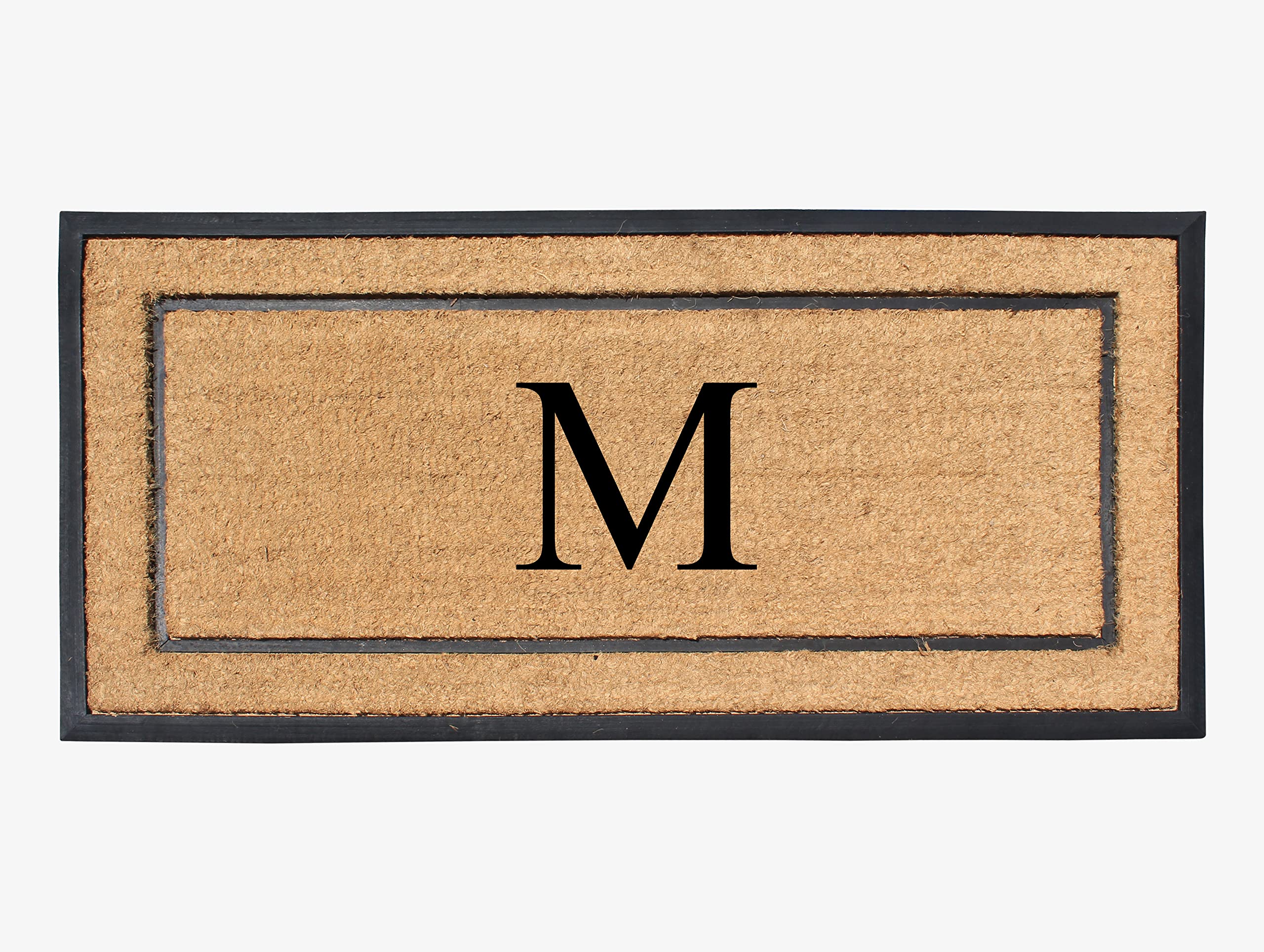 A1HC Natural Coir & Rubber Large Monogrammed Door Mat 24x48 Inches Thick Durable Doormats for Entrance Heavy Duty, Thin Profile Front Door Mat, Long Lasting Front Door Entry Doormats