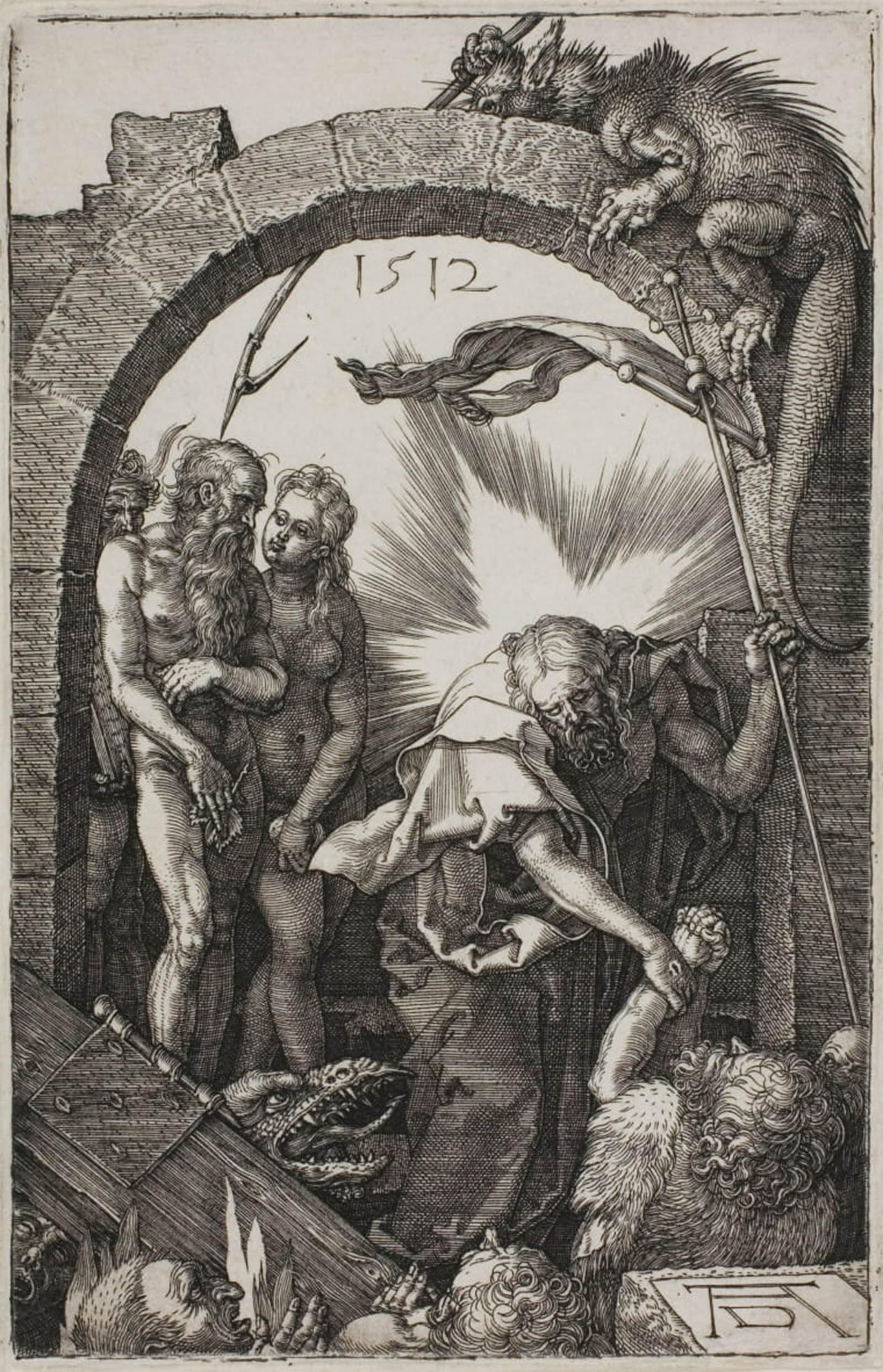 ARTXLXXBN Famous Painting Art Wall Decor Abstract Art Picture Harrowing of Hell Christ in Limbo From the Engraved Passion by Albrecht Dürer Animal Pictures for Home Decor 60x90cm