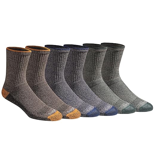 Dickies Men's Dri-tech Moisture Control 6-Pack Comfort Length Crew Socks