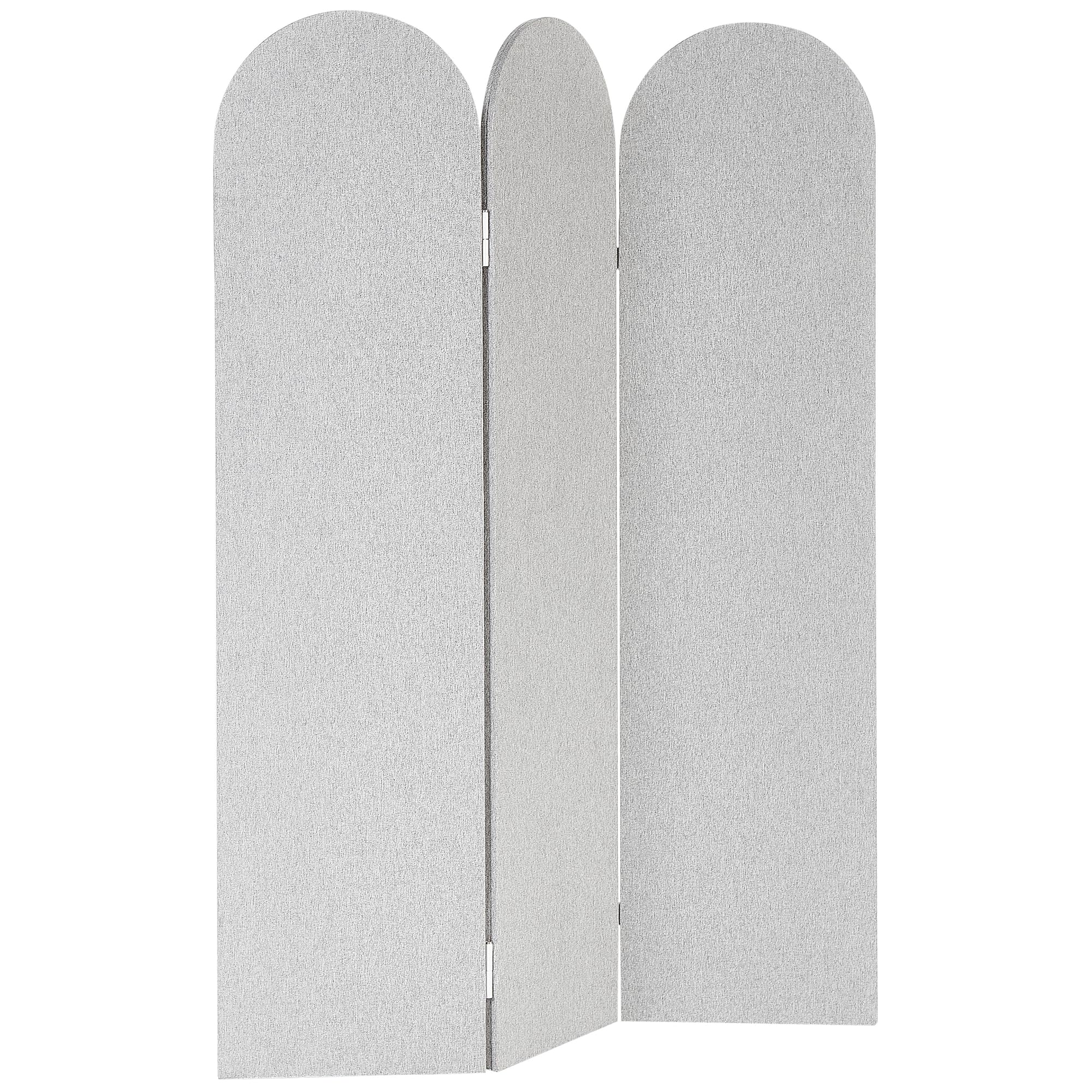 Beliani Akustik Büro Raumteiler 3-teilig 160x120 cm aus Stoff und Stahl hellgrau Slimmy
