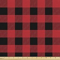 Vista 64 de Ambesonne Tela Navideña por Yarda, Tema Navideño con Hojas de Acebo Corona Bayas Ilustración Impresa, Tela Decorativa para Tapicería y Acentos