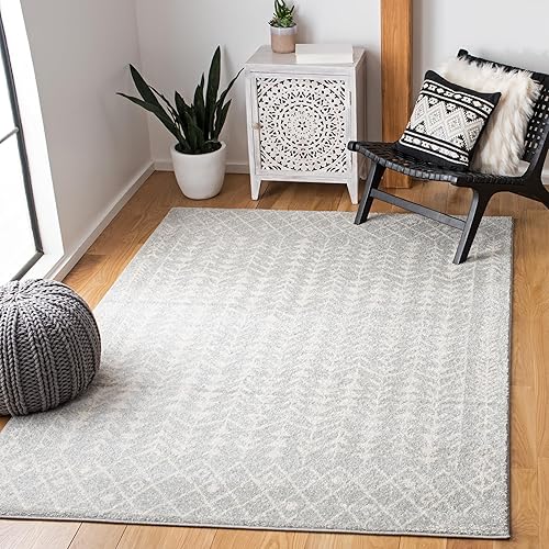 SAFAVIEH Tulum Collection - Alfombra de área de 6 x 9 pies, color gris claro y marfil, diseño marroquí bohemio envejecido, no desprende pelusa y de SAFAVIEH Tulum Collection - Alfombra de área de 6 x 9 pies, color gris claro y marfil, diseño marroquí bohemio envejecido, no desprende pelusa y de