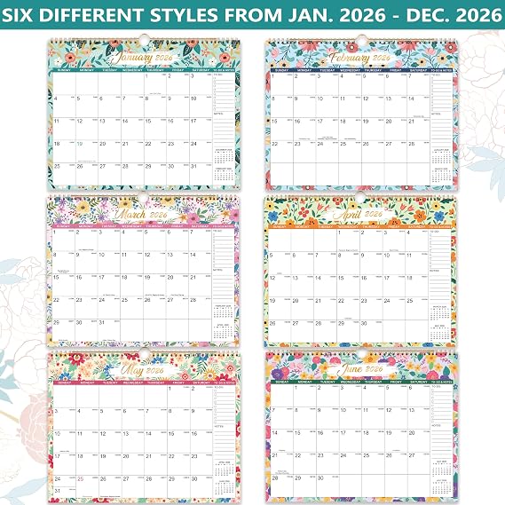2026 Calendar - 2026 Wall Calendar 12 Month, 14.6 x 11.5, Calendar 2026, Large Wall Calendar 2026 from Jan. 2026 - Dec. 2026, 2026 Hanging Calendar, Twin-Wire Binding, Julian Dates