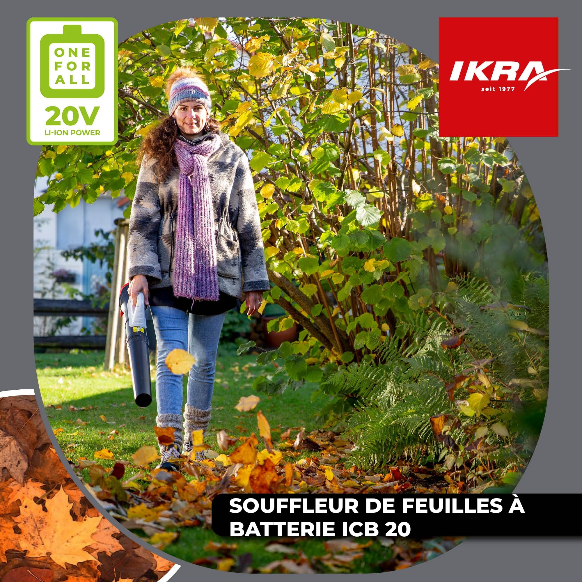 IKRA souffleur de feuilles ICB 20, batterie 20 V 2 Ah et chargeur, 150 km/h