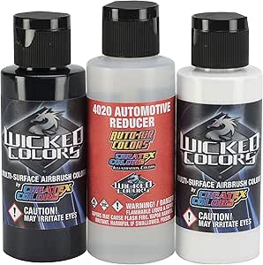 Amazon.com: Createx Colors W107-A Wicked Black, White & 4020 Reducer Set, 2 oz : Arts, Crafts ...