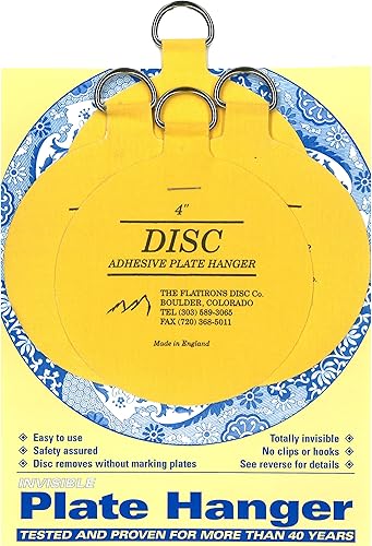 Flatirons Disc - juego de ganchos de placas de disco adhesivas grandes (4 ganchos de 4 pulgadas), 4 - 4 Inch Hangers