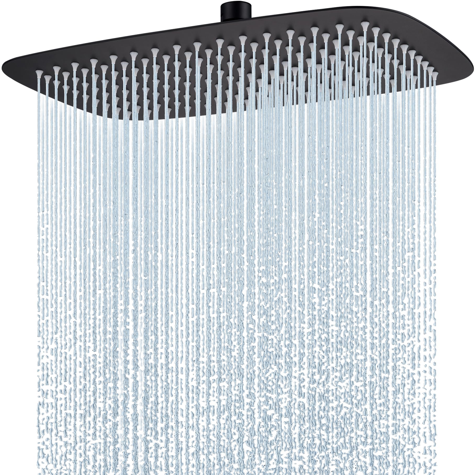 Alcachofa de ducha de lluvia de 14 pulgadas (35 x 25 cm), acero inoxidable, alcachofa de ducha de lluvia, boquillas antical (negro mate)