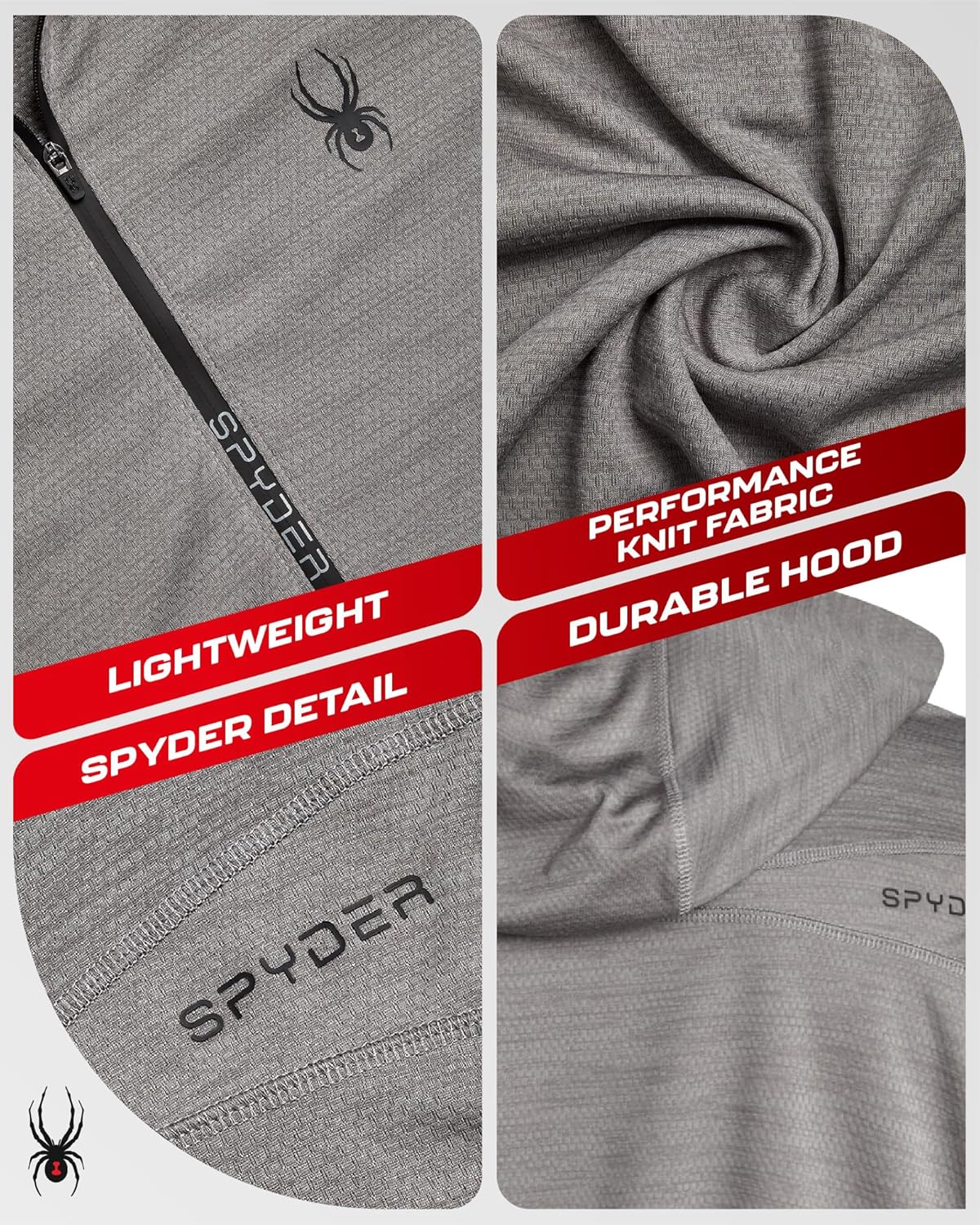 Spyder Mens Quarter Zip Pullover Sweatshirt - Lightweight Performance Fleece Dry Fit Quarter Zip Hoodie Sweatshirts for Men - Image 3