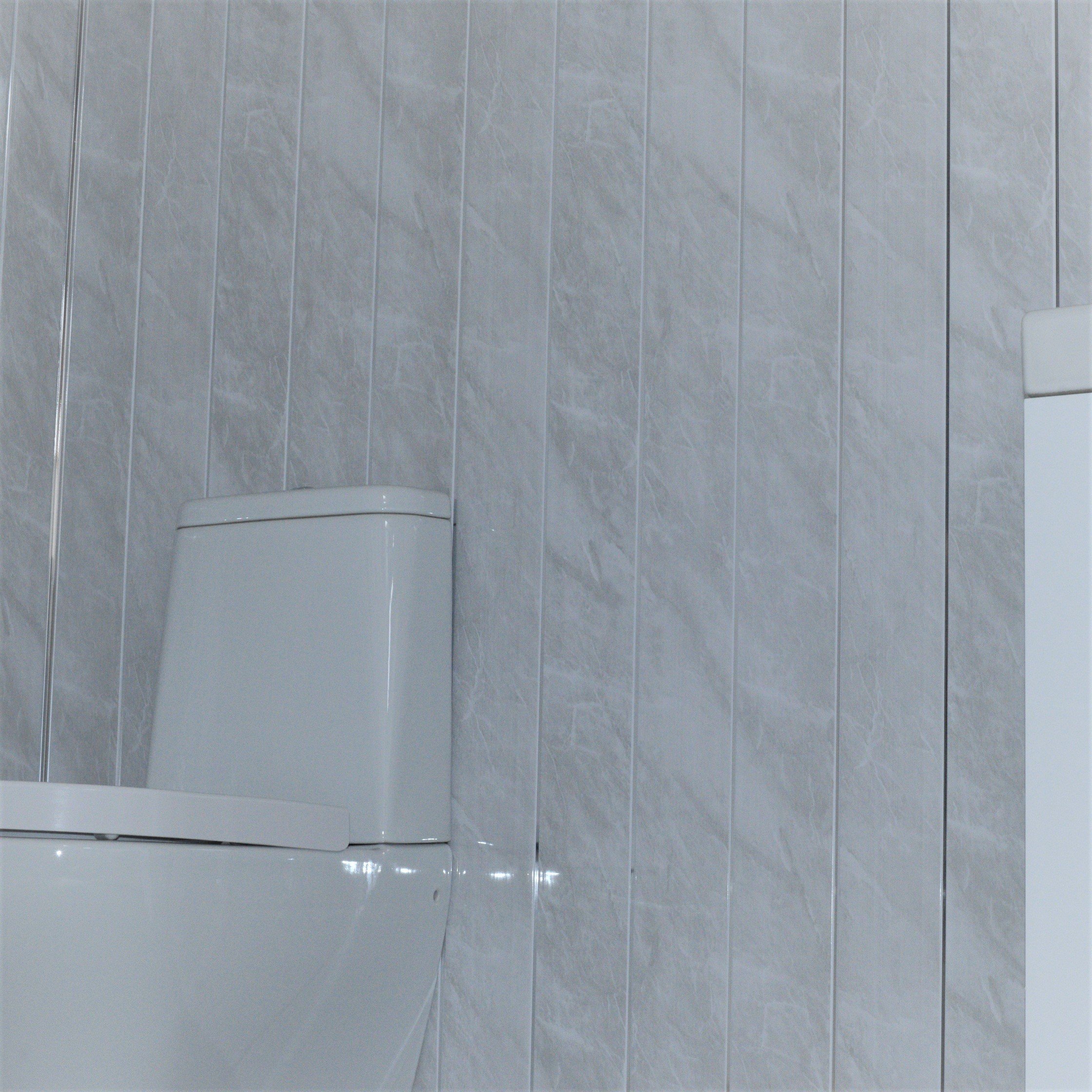 Claddtech Bathroom wall panels splashbacks Light grey marble with