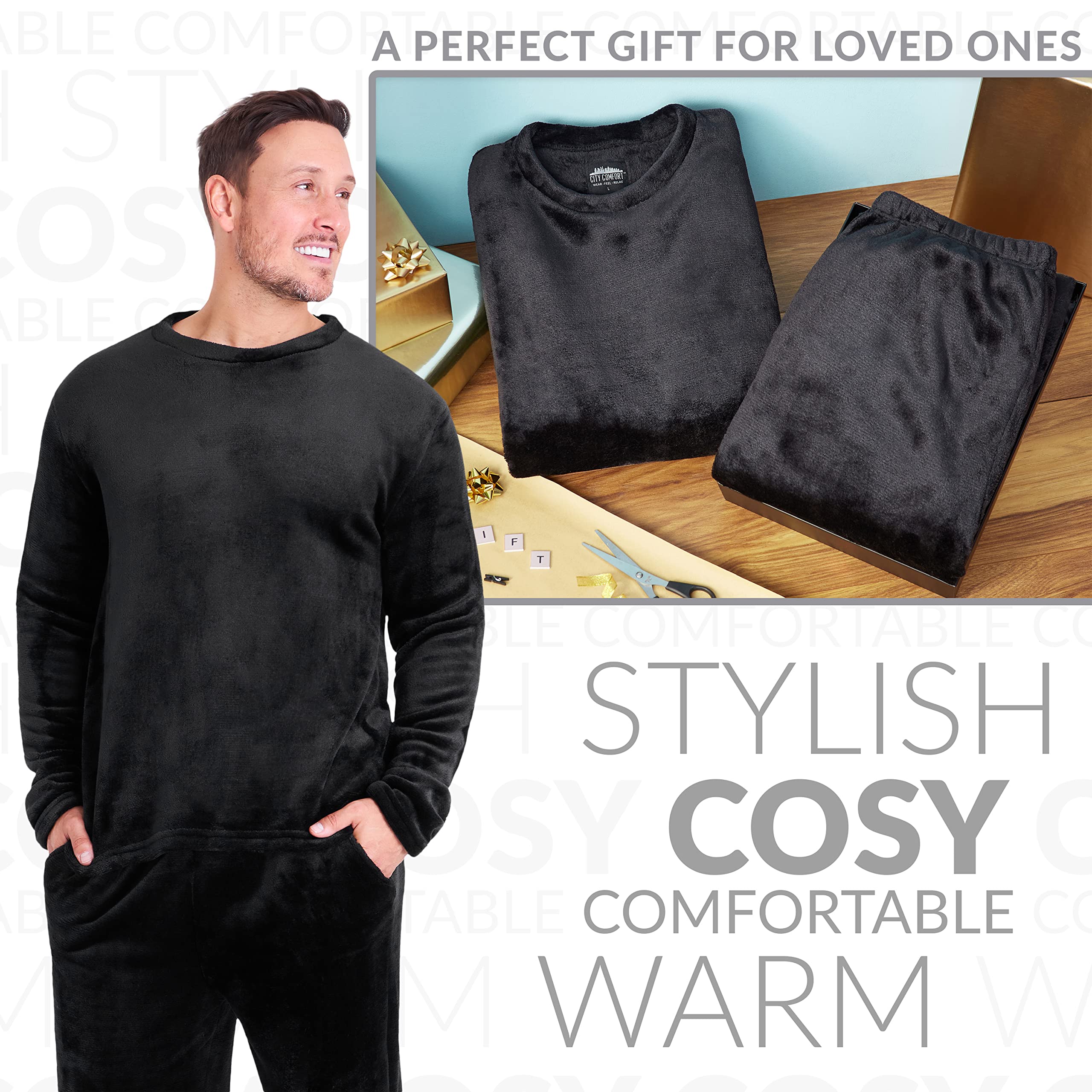 CityComfort Pigiama Uomo Set, 2 Pz Set Pile Abbigliamento da Casa - Regalo Uomo