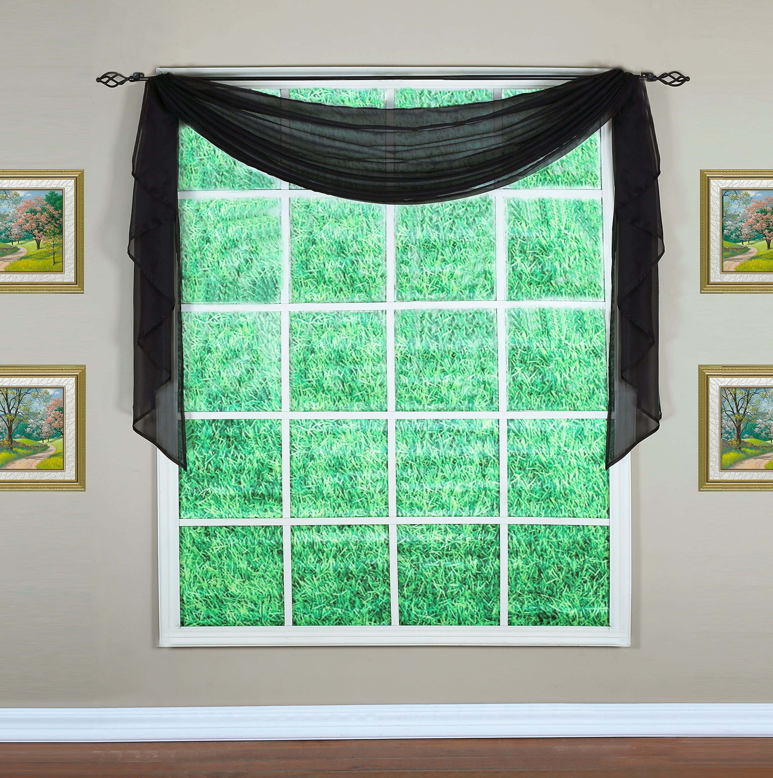 Today's Curtain Emelia Original Voile Scarf 144", Black, 45" W x 144" L โ image 1