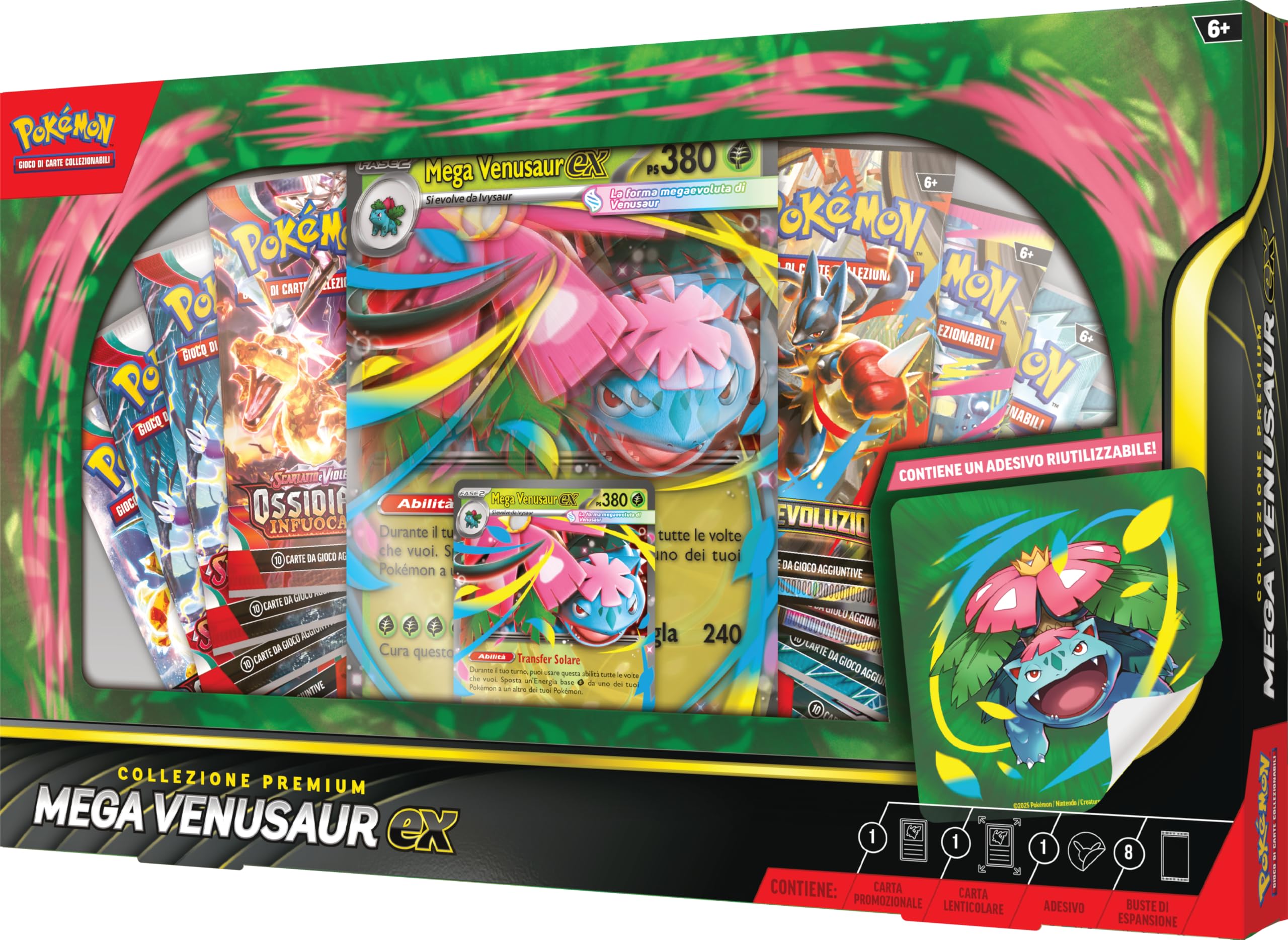Pokémon: collezione premium Mega Venusaur-ex del GCC Pokémon (una carta promozionale olografica, una carta promozionale lenticolare gigante e otto buste di espansione)