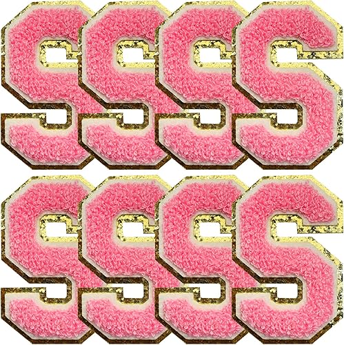 Miniatura 193 de Jongdari Letras termo-adhesivas para ropa, parche de letras de felpilla con brillantina del alfabeto, apliques para coser con adhesivo planchado, 8