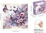 1024 Piece Jigsaw Puzzle for Adults Purple Butterflies & Flowers | Hard Difficult Challenging Large Puzzle, Gift for Adult Puzzle Lovers