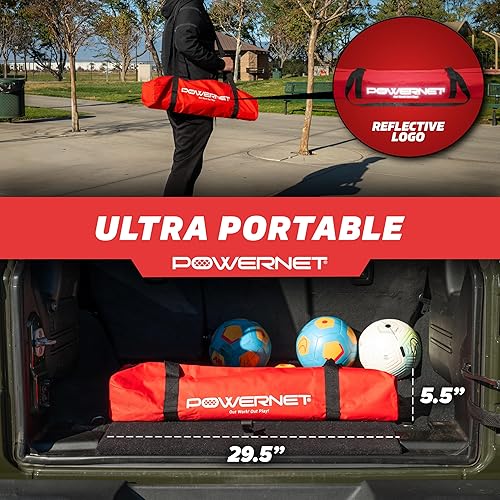 Miniatura 5 de PowerNet Portable Soccer Goal, Collapsible Soccer Net with Fiberglass Poles, Pop Up Soccer Training Equipment, 1 Goal & Zipper Storage Bag (Various
