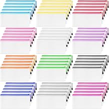 60 Pack Pencil Pouch Bulk, 9.5" x 4.5"Mesh Zipper Pouch Pencil Case, 12 Colors Waterproof Small Zipper Pouches for School Supplies Storage, Travel, Cash, Cosmetics, Office Organization