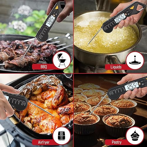 Miniatura 6 de Relleno de calcetines para hombres Termómetro digital de carne, termómetro digital de lectura instantánea para alimentos con sonda impermeable, luz