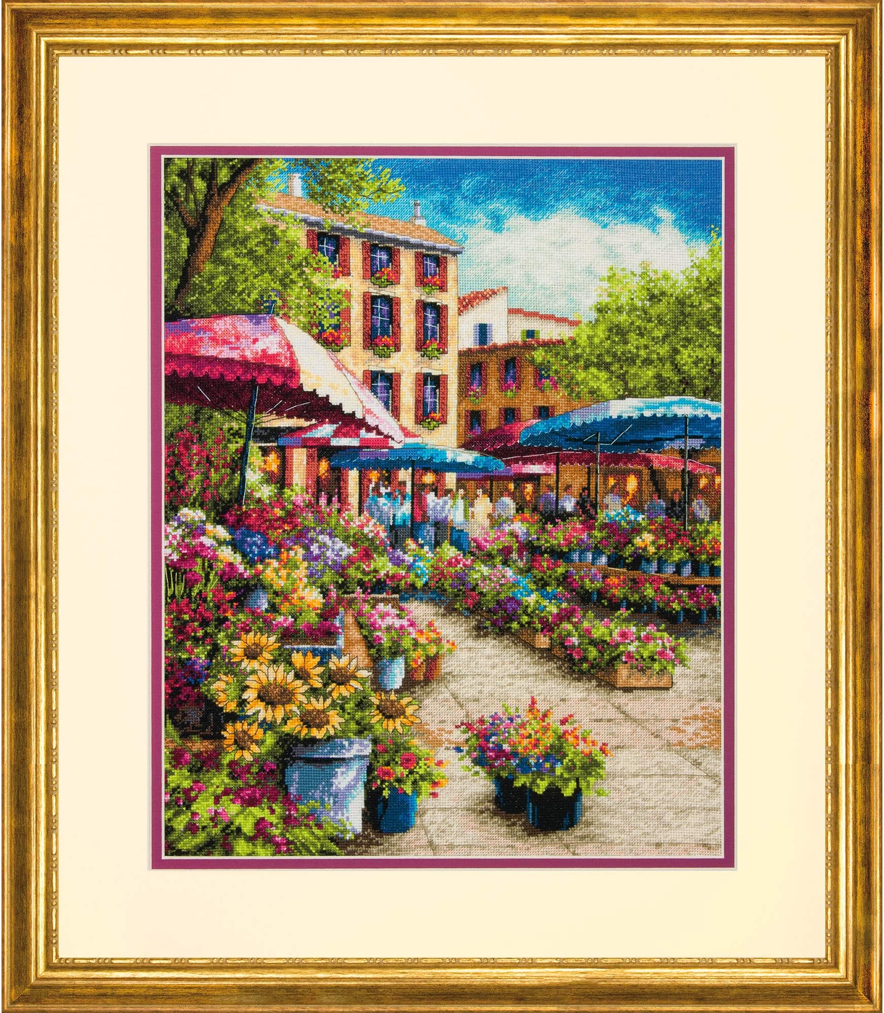 Dimennsions Counted Gold Collection: Provence Market, Aida, Multi-Colour, 20.3 x 14.5 x 0.7 cm