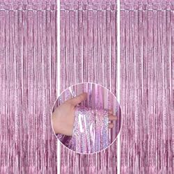 Pared Brillante Para Fiesta PartyWoo XtraLarge 3 piezas, 3.3 x 6.5 pies, flecos de aluminio brillante, cortina de fondo de boda para decoración de fiesta de Navidad, rayas