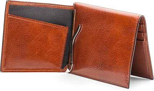 Miniatura 3 de Bosca Clip de cuero para hombre con bolsillo, Ámbar, Colección Old Leather - Clip para dinero con bolsillo