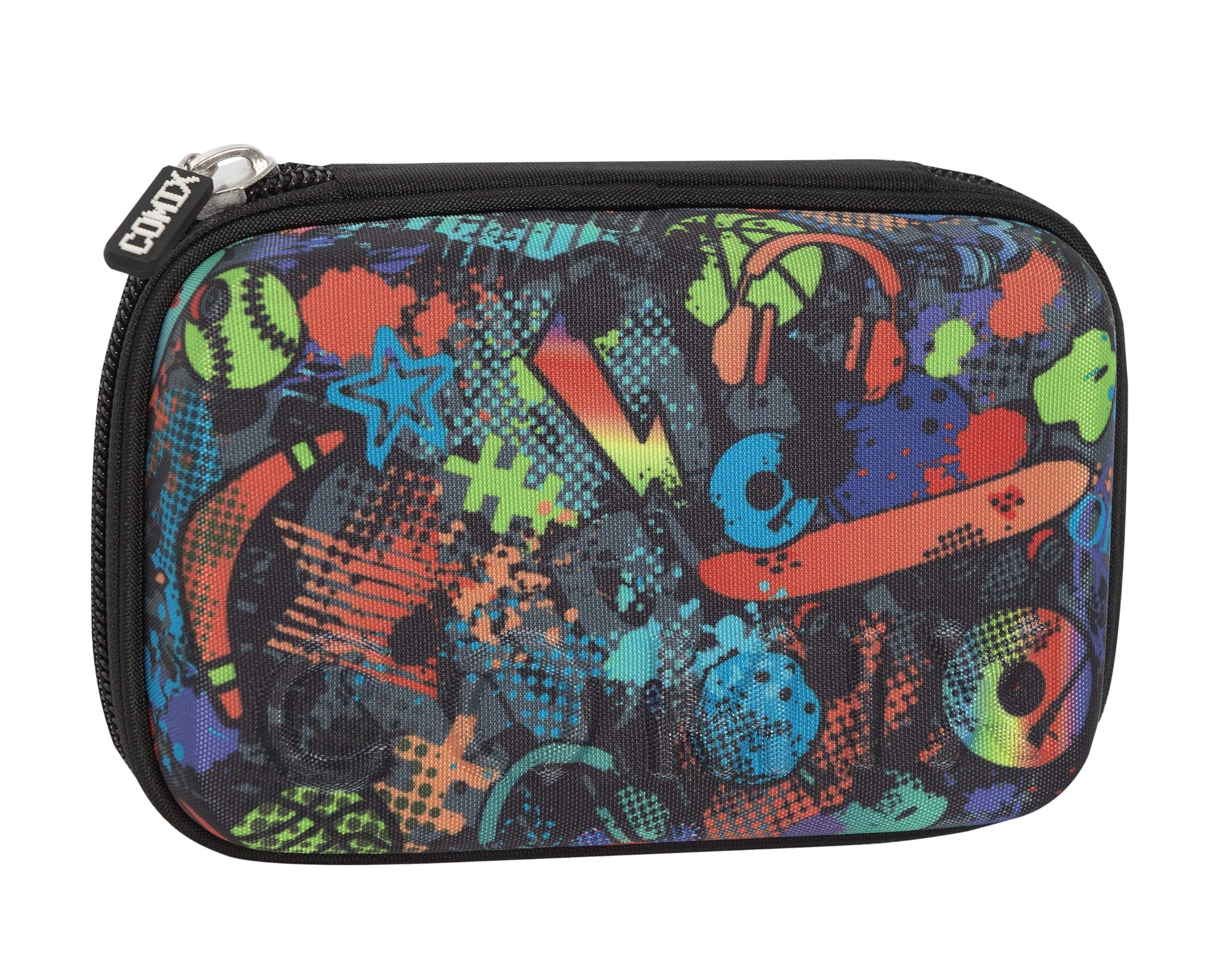 COMIX BRIGHT - Astuccio Scuola, Astuccio Maxi Zip per Bambini e Ragazzi, con Set Cancelleria Incluso, Cover con Stampe Grafiche, Rigido con Tirazip, 22x5Hx7 cm