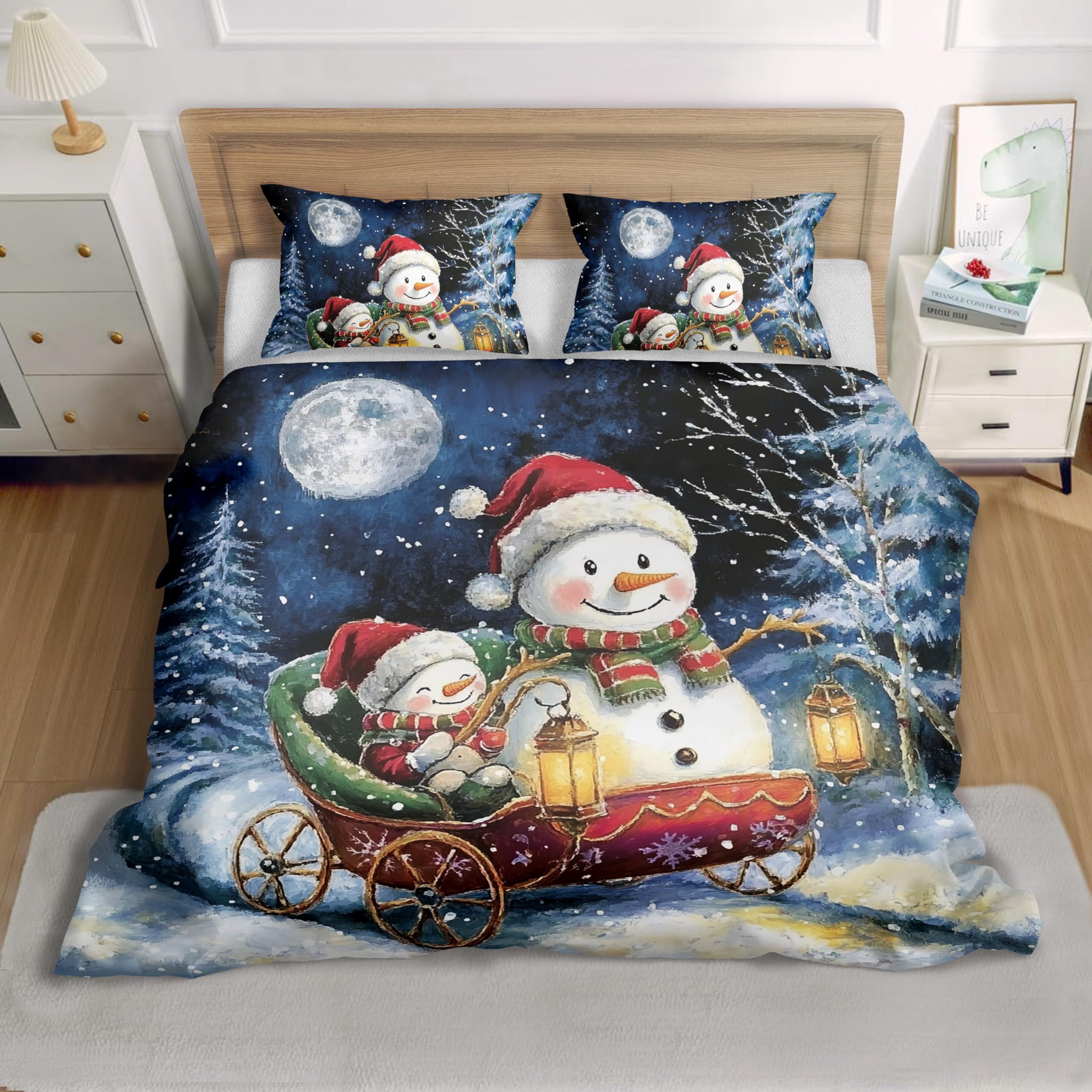 Parure de lit 3 pièces de Noël Reofrey avec couette grand lit et deux taies d'oreiller