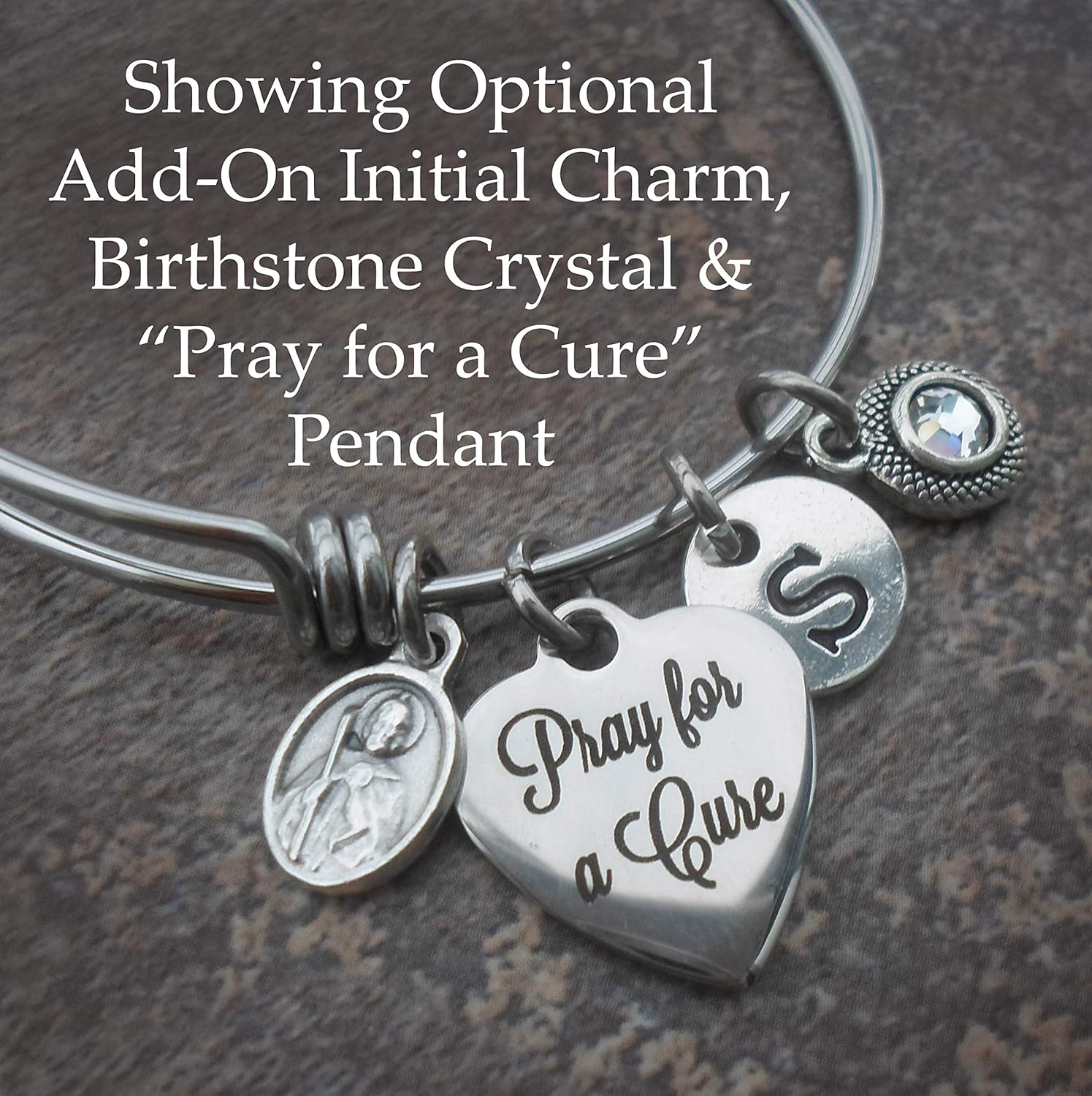 Patron Saint of Healing, St. Padre Pio Bangle Bracelet, Healing Prayer, Get Well Gift - Image 4