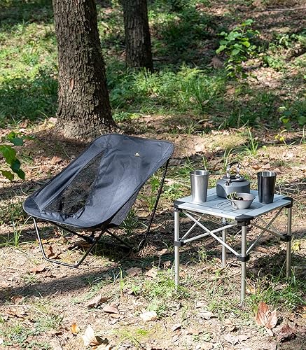 Miniatura 7 de iClimb 1 mesa plegable y 1 paquete de silla plegable baja, ultraligero y compacto para una sola persona al aire libre mochilero camping senderismo