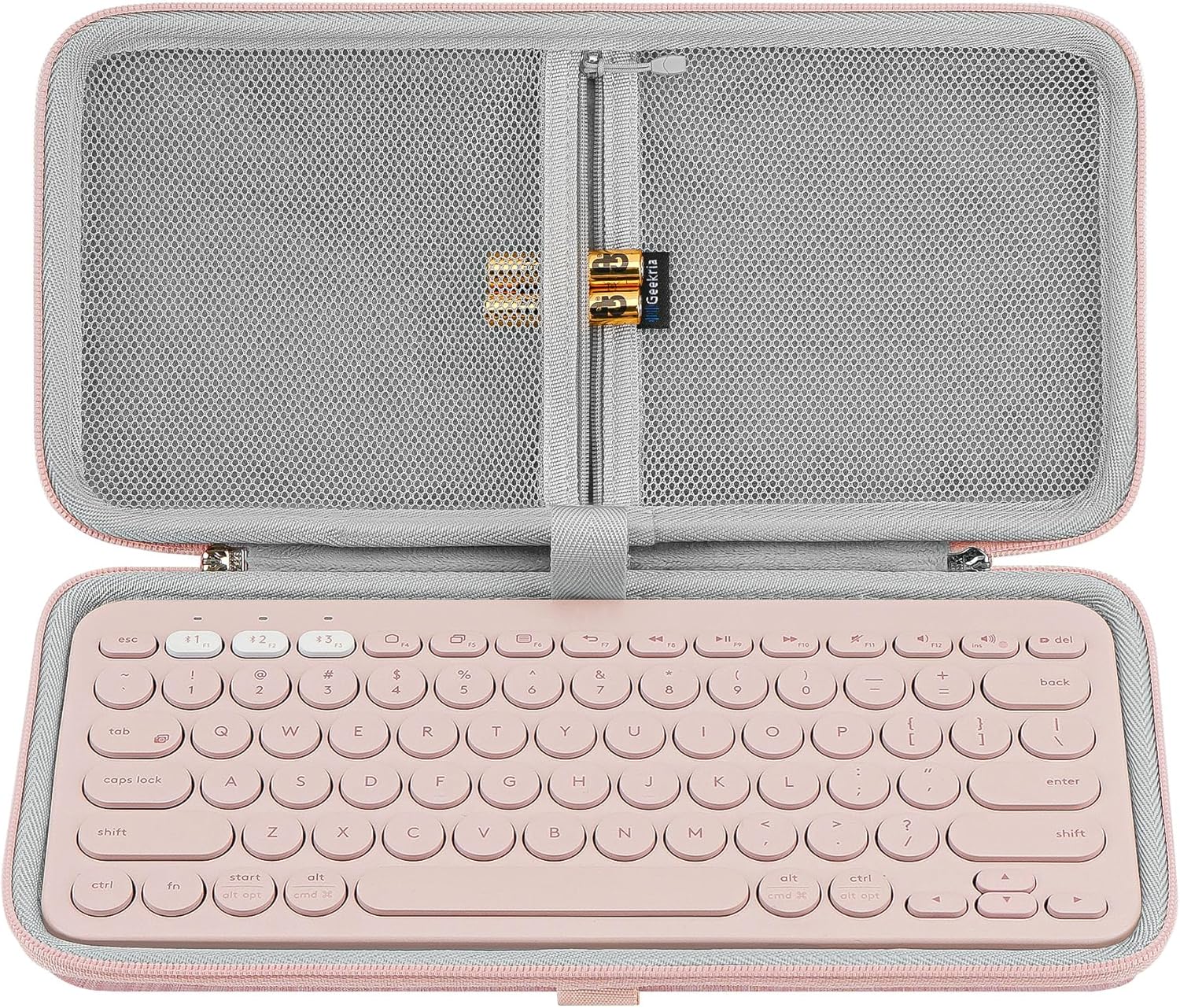 Geekria Keyboard Carrying Case, Hard Shell Protective Travel Bag for Small Compact Keyboard, Compatible with Logitech K380, Logitech Pebble Keys 2 K380s (Pink)