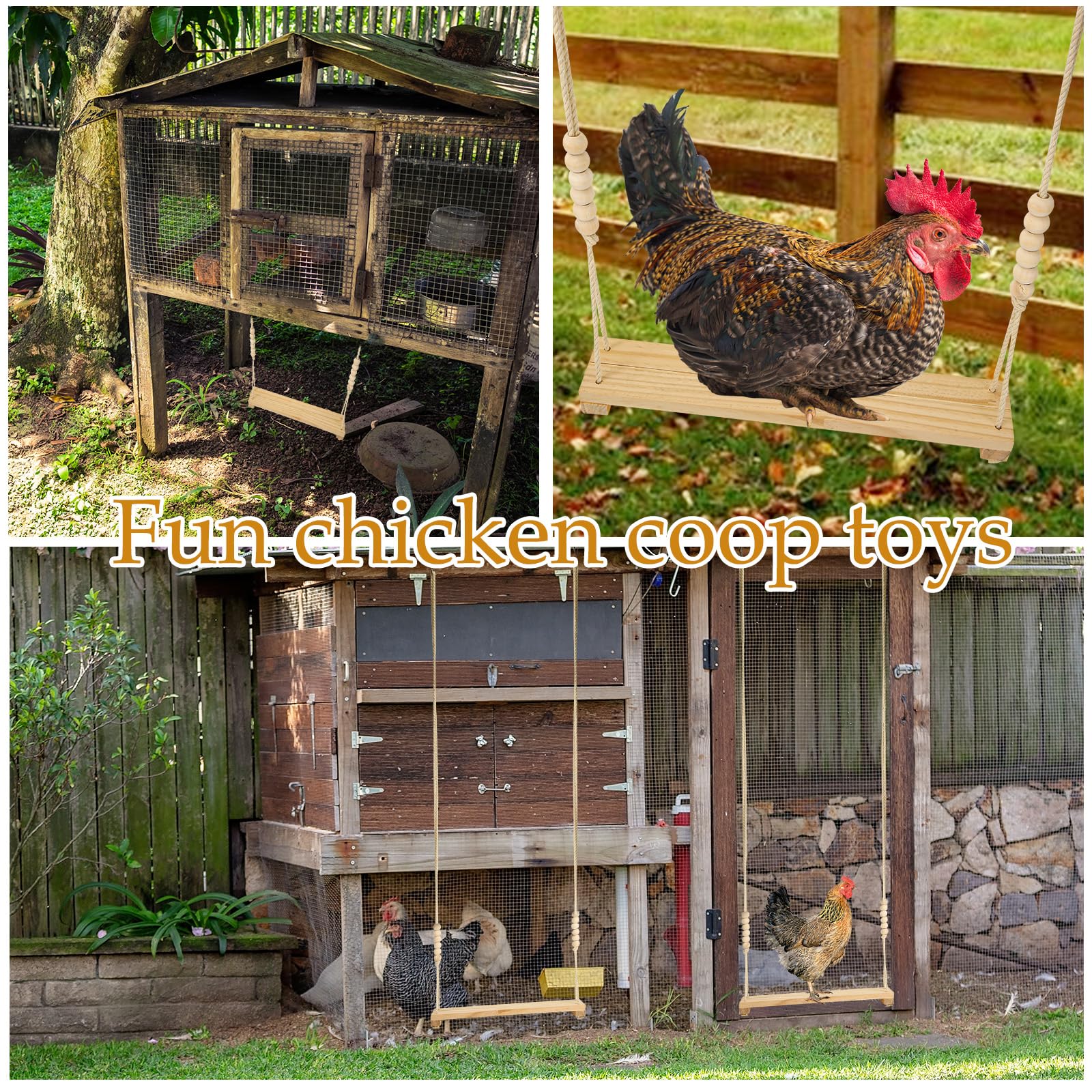 Wooden Swing Chicken Swing Perch Natural Wood Ladder Wooden Toy