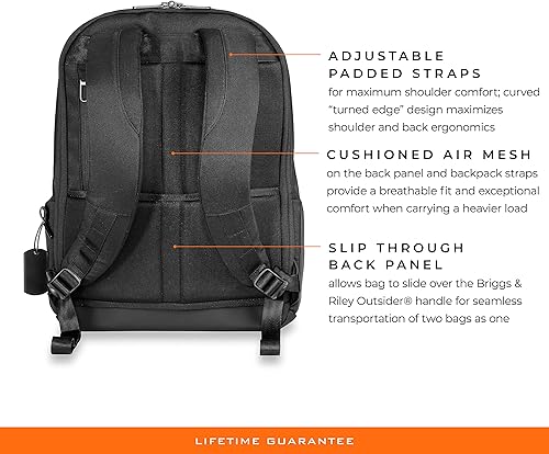 Vista 5 de Briggs & Riley Mochila mediana Delve, Negro -, Briggs & Riley Delve - Mochila mediana para laptop, se adapta a portátiles de hasta 15 pulgadas