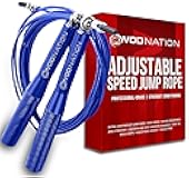 Adjustable Jump Rope - Blue, 10 ft Adjustable Length - High-Speed Cable Skipping Rope with Smooth 360° Rotation - Aluminum Grip Handles for Boxing & HIIT Fitness