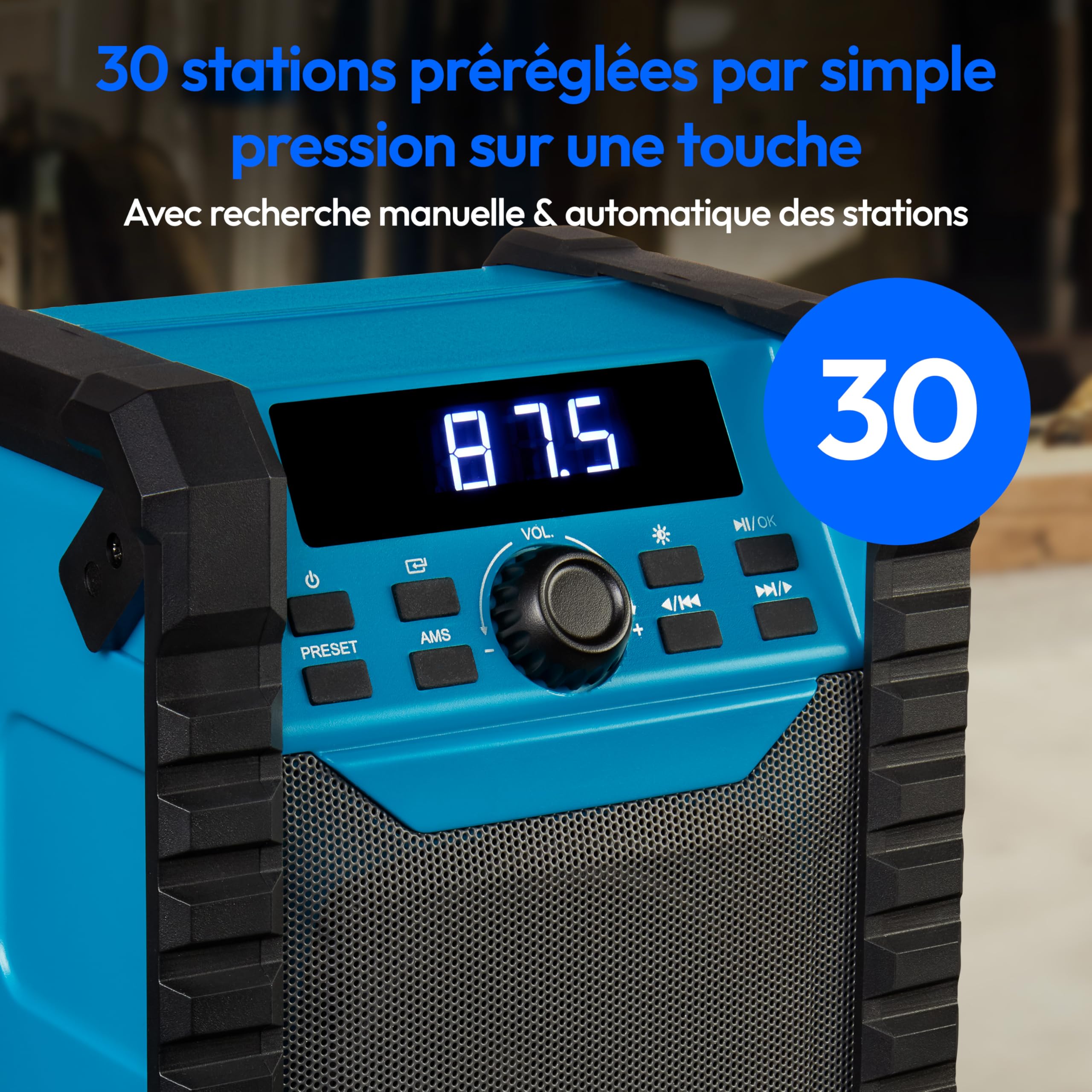 MEDION E65895 Radio de Chantier avec Batterie (boîtier Robuste, poignée de Transport, Bluetooth, Protection Contre Les éclaboussures (IP54), Radio FM, AUX) Vert