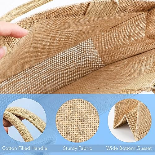 Miniatura 7 de Lalala Gift Land - Bolsas de arpillera personalizadas para la playa con nombre para mujeres, 18 colores de vinilo, bolsa de yute grande