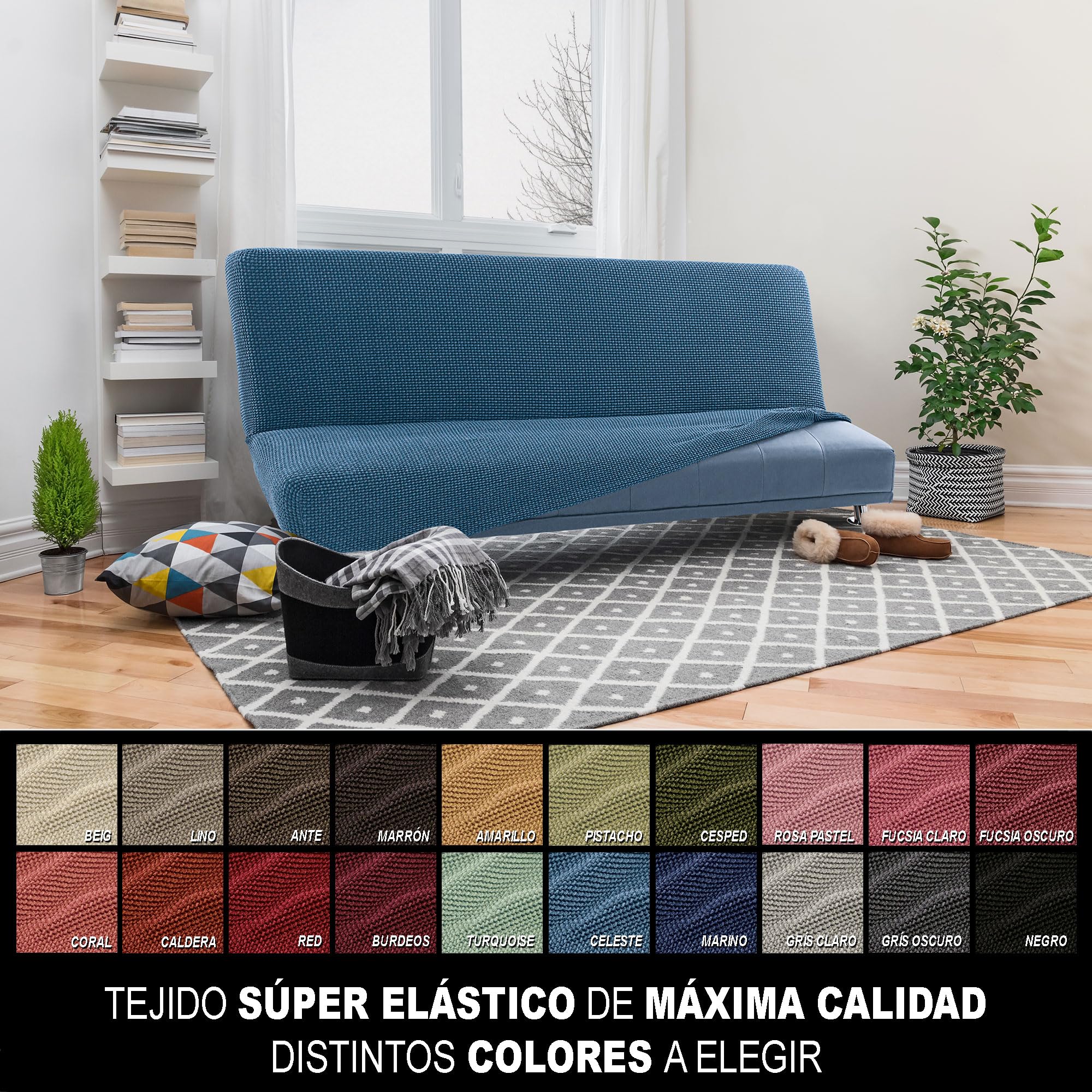 FAVERTI Pokrowiec na sofę Click Clack 2-osobowa 130-160 cm | NOVELE model | błękitny | super elastyczny pokrowiec idealny na każdą sofę | Wysokiej jakości tkanina żakardowa w dotyku bawełna