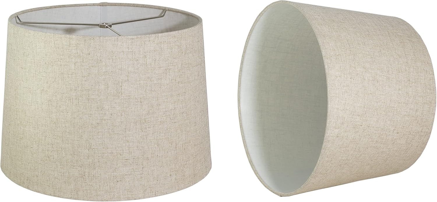 Urbanest French Drum Lampshade, 14-inch By 16-inch By 11-inch, Spider-washer Fitter (Natural Linen)