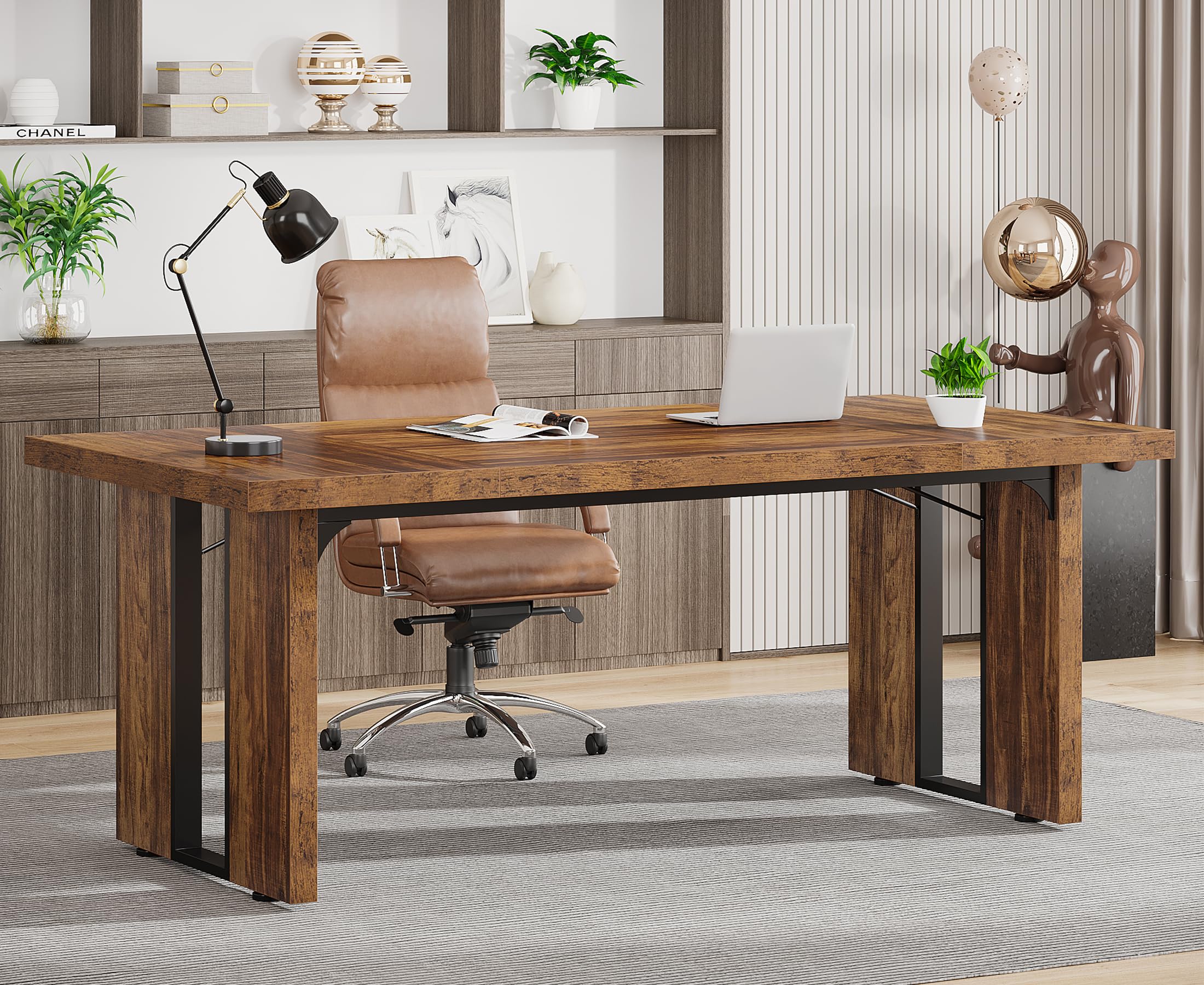 Tribesigns 70.9" Executive Desk, Large Office Computer Desk, Simple Laptop Desk Study Writing Table Workstation for Home Office