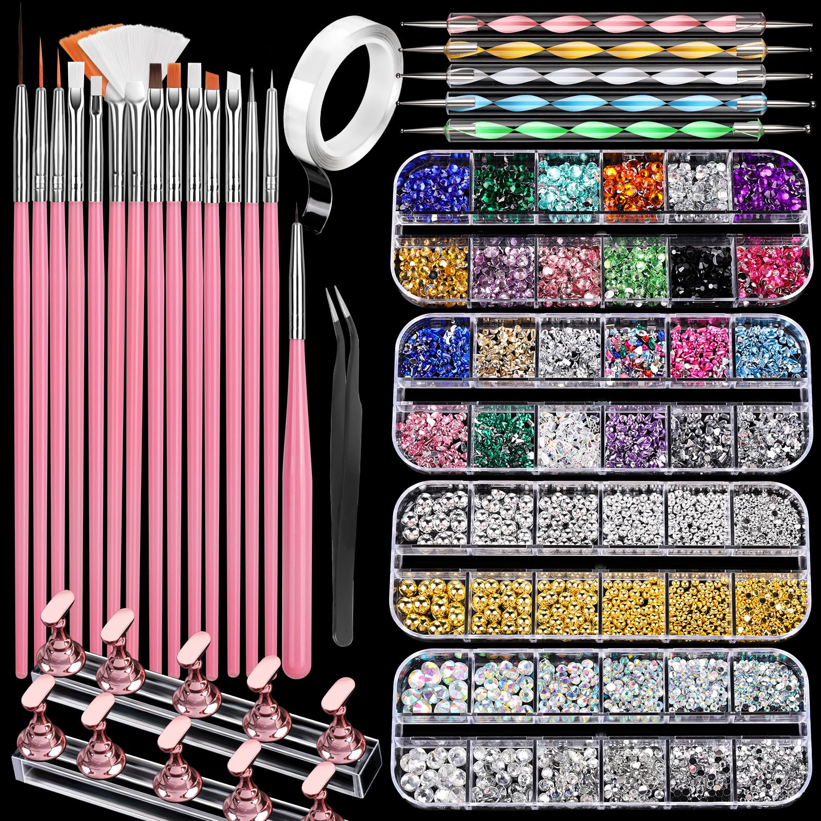 FANDAMEI Nail Art Tools Set With Nail Charms, Nail Stand, Nail Art Kit