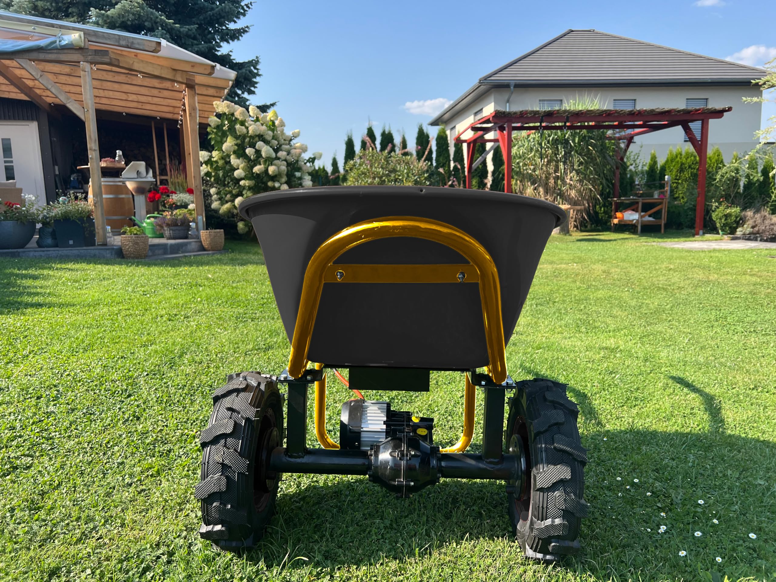 Akku Schubkarre ESK260TWIN Doppelachser max. 260kg 100L Wanne 500 Watt Vorwärts/Rückwärts
