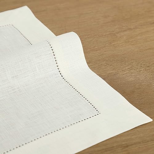 Miniatura 3 de Solino Home Juego de 6 manteles individuales de lino 100 % lino puro con vainica, 14 x 19 pulgadas, manteles individuales clásicos de punto vainica