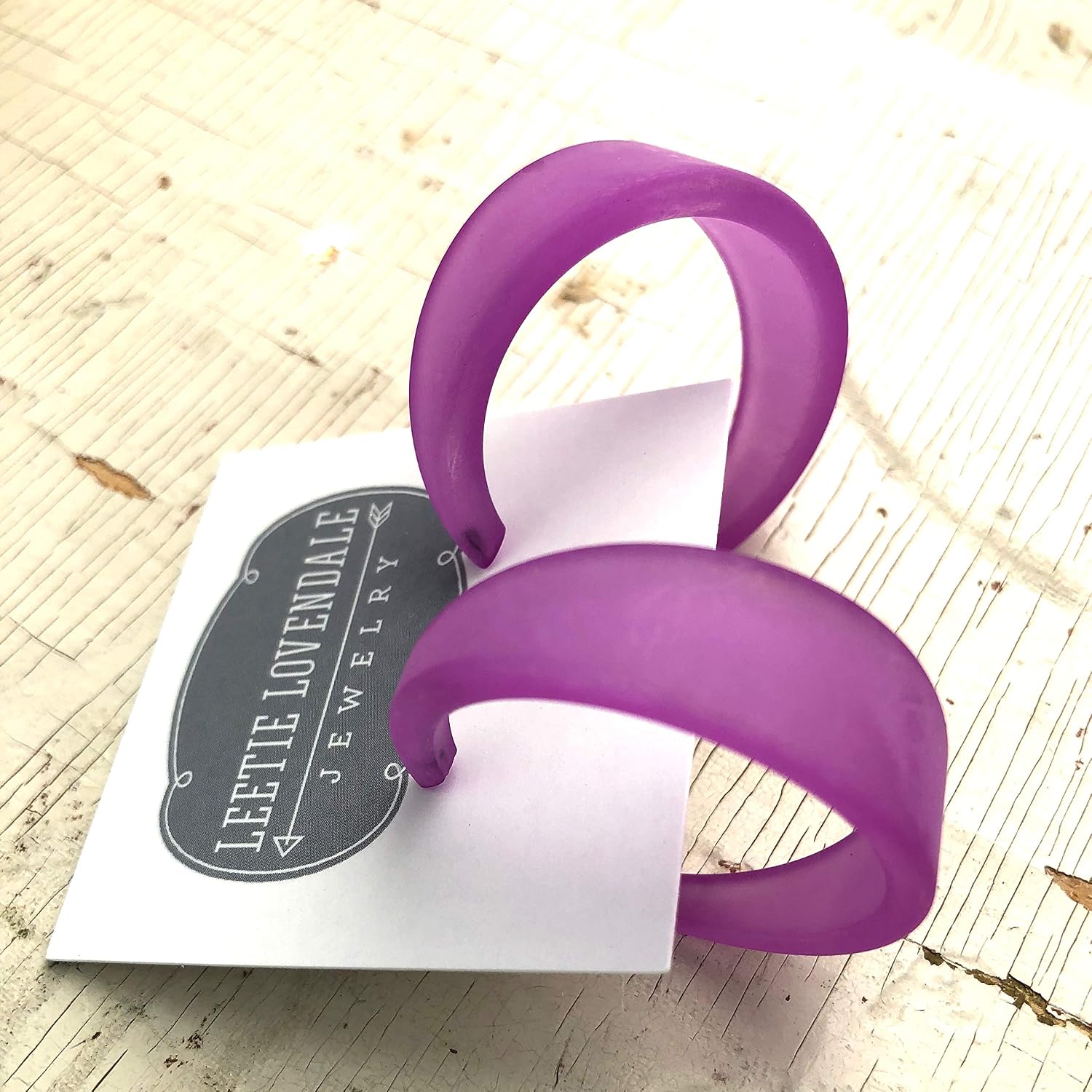 Light Violet Frosted Large Acrylic Lucite Emily Hoop Earrings - EM-PU-3