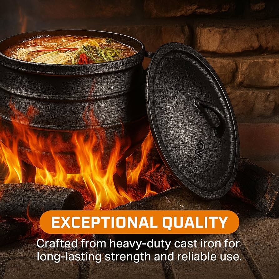 Amazon.com: Bruntmor Pre-Seasoned Cast Iron Cauldron - 6