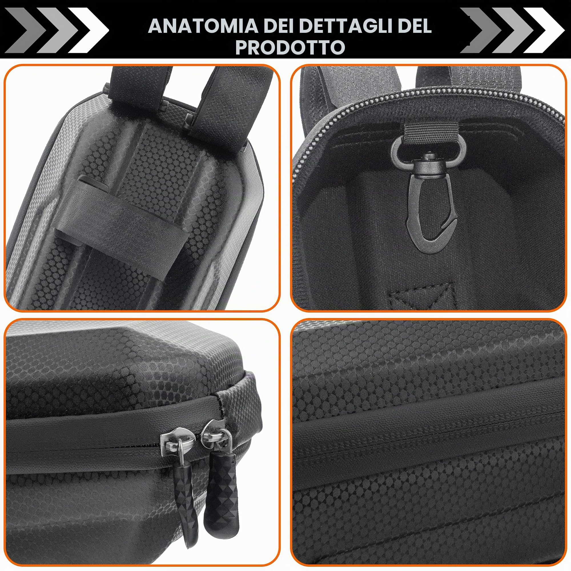 Borsa impermeabile per manubrio della bicicletta, in EVA, borsa portaoggetti per monopattino, borsa da manubrio rigida in EVA