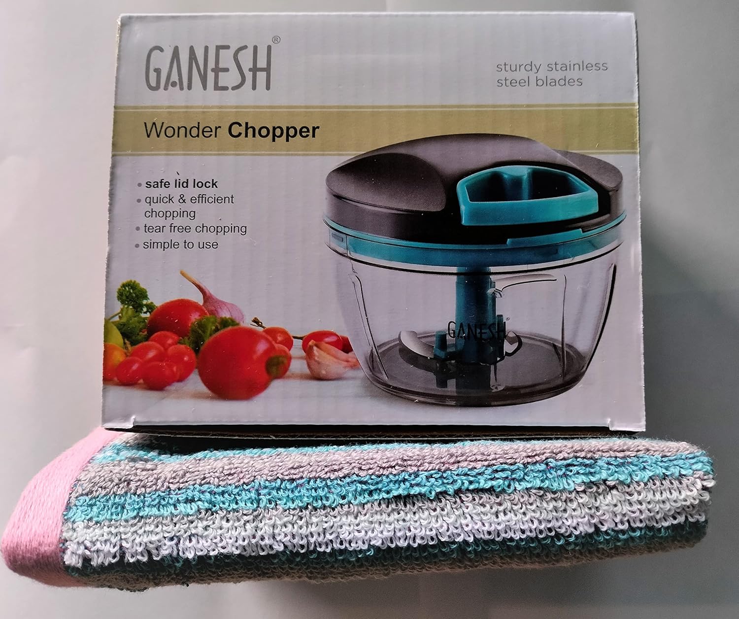Ganesh Wonder Vegetable Chopper, Grey (470ML) Handy and Compact Chopper
