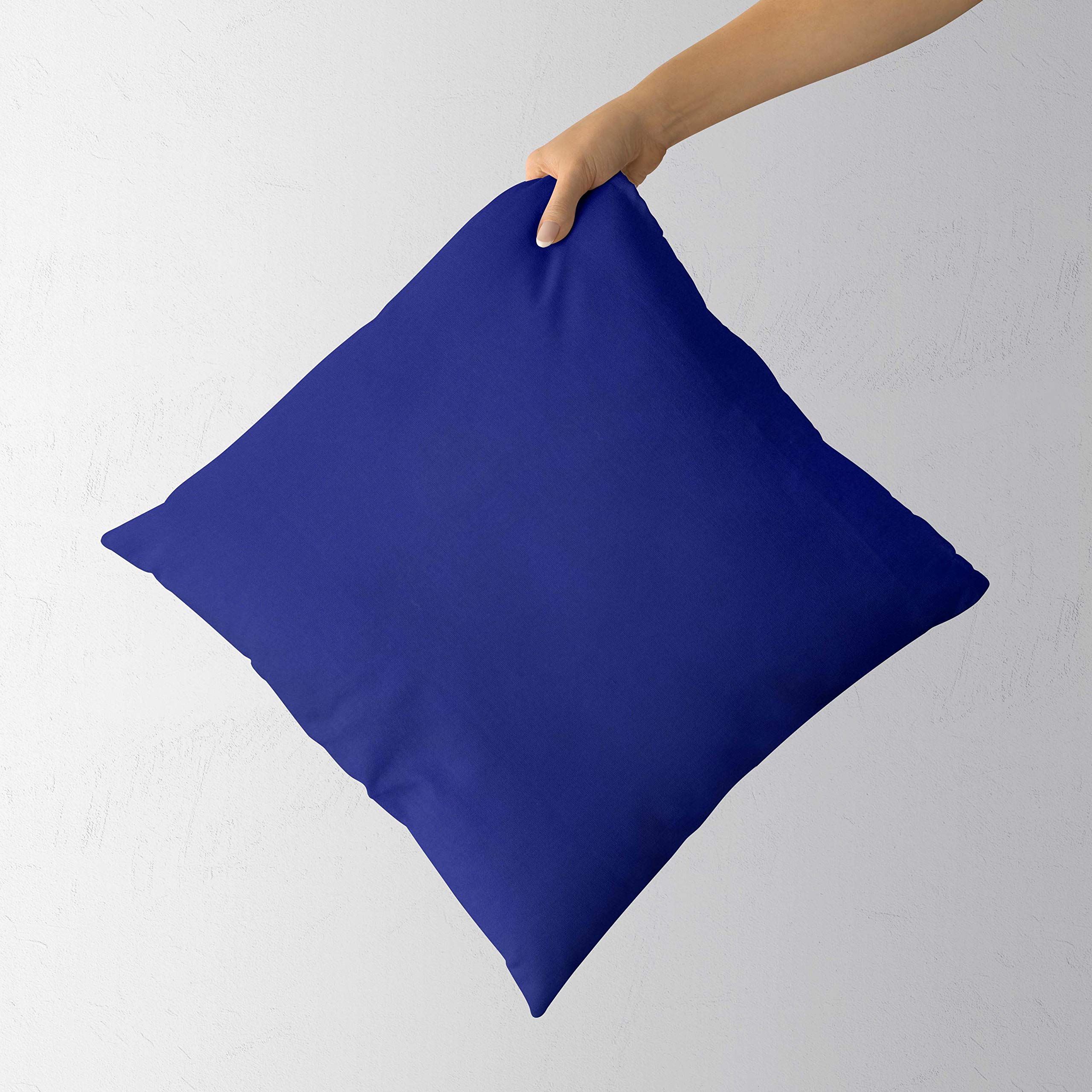 SAFFRON - Set di 2 federe per Cuscino, in Cotone Resistente, sfoderabile, Imbottitura Non Inclusa, Cotone, Blu, 32x32 inch