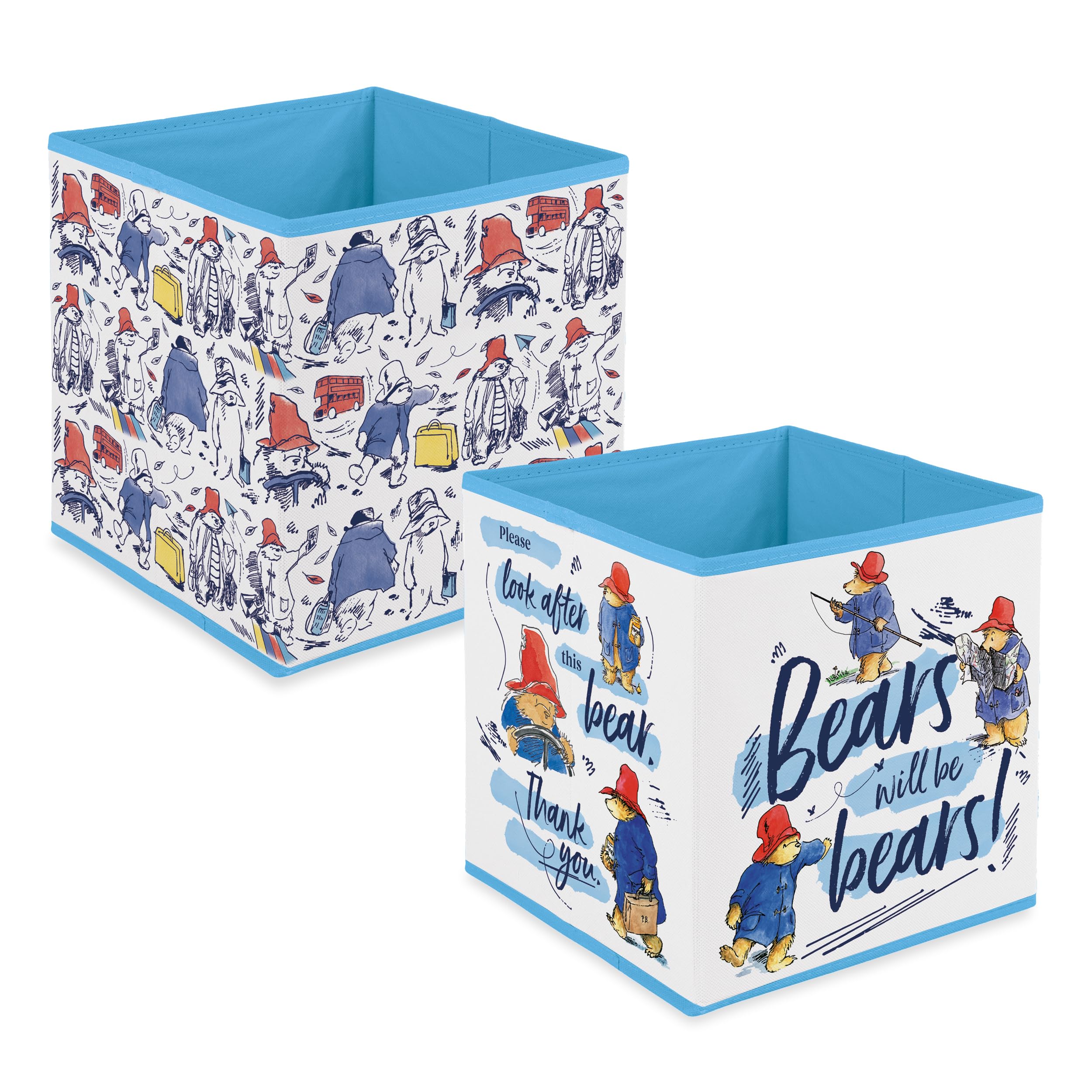 Robert Frederick Paddington Fabric Storage Cubes – Pack of Two, Large, Red, White & Blue